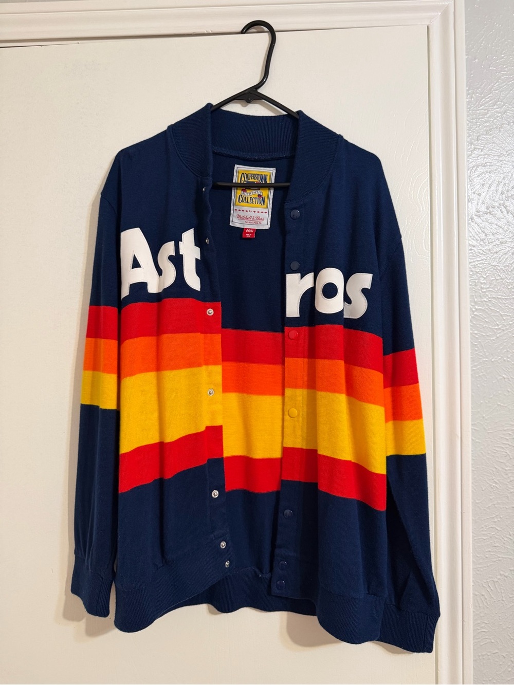 Cooperstown Houston Astros Navy Cardigan with Red, Yellow, White Accents